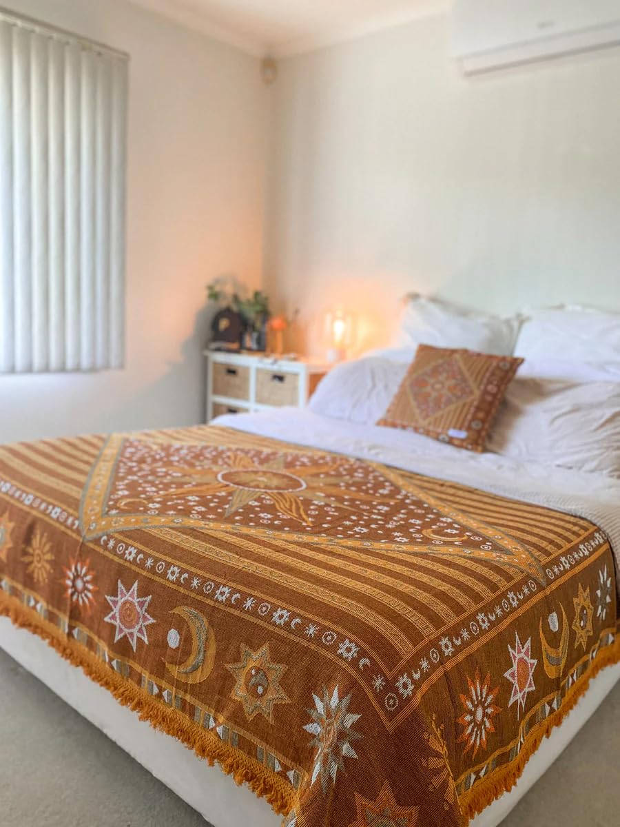 Amazon｜ボーホースローブランケット ボヘミアンブランケット カウチ用